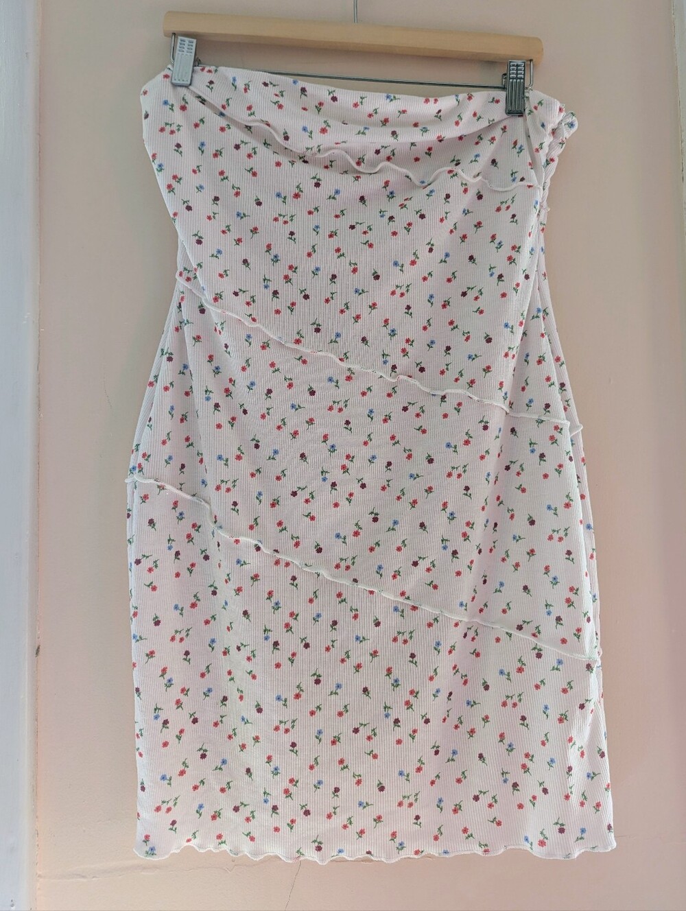 Princess Polly Oscar White Mini Dress Floral Strapless Ribbed Cute Sz 12